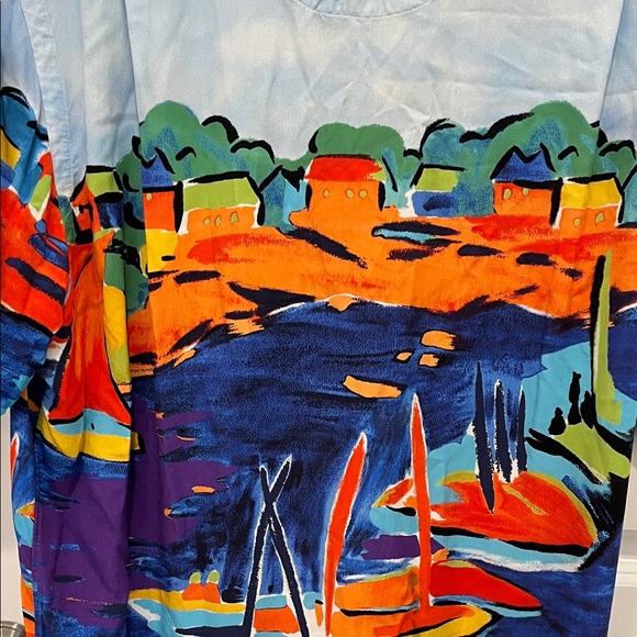 Polo by Ralph Lauren Men's Artistic Blue and Orange Shirt - Picture 5 of 8